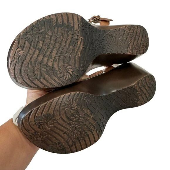 Abeo Bio Sistem Wedge Sandals Women SZ N6 Brown Leather Adjustable Buckle Strap - Picture 6 of 13